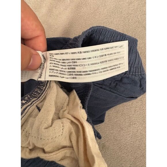 Abercrombie Kids Shorts Girls 5/6 Blue Uniform Linen Blend Navy Cuffed Pull‎ On - Picture 7 of 8